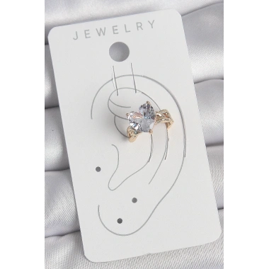 Pirinç Gold Renk Zirkon Taşlı Kalp Model Kadın Kıkırdak Küpe