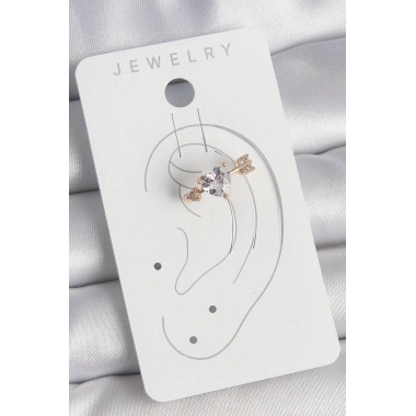 Pirinç Gold Renk Zirkon Taşlı Kalp Ok Model Kadın Kıkırdak Küpe