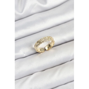 Pirinç Gold Renk Zirkon Taşlı Sırım Kadın Yüzük