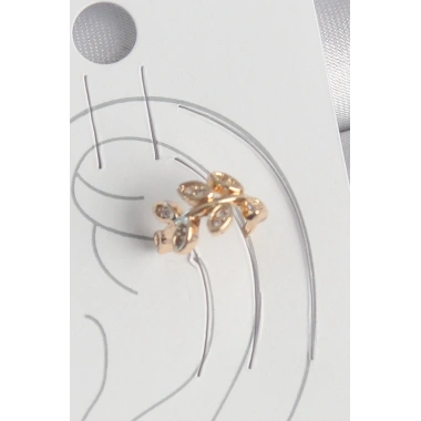 Pirinç Gold Renk Zirkon Taşlı Yaprak Model Kadın Kıkırdak Küpe