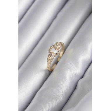 Pirinç Gold Renk Zirkon Taşlı Yılan Model Kadın Yüzük