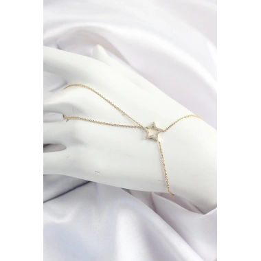 Pirinç Gold Renk Zirkon Taşlı Yıldız Model Şahmeran