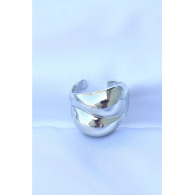 Pirinç Gümüş Renk Ayarlanabilir Damla Yüzük