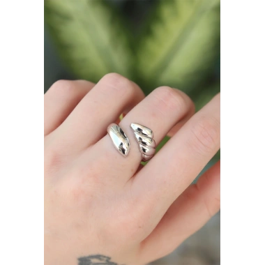 Pirinç Gümüş Renk Ayarlanabilir Sarmal Yüzük