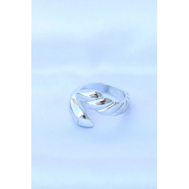 Pirinç Gümüş Renk Ayarlanabilir Sarmal Yüzük