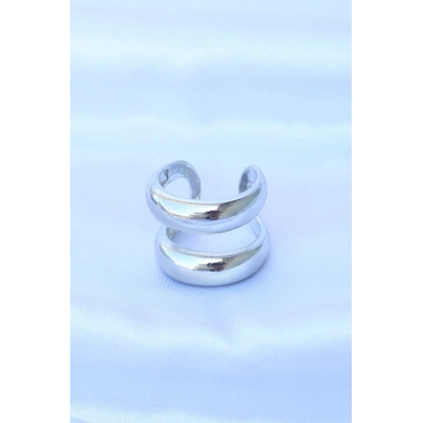 Pirinç Gümüş Renk Ayarlanabilir Şerit Yüzük