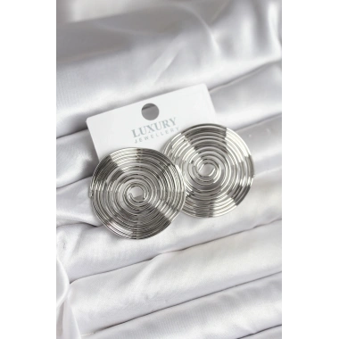 Pirinç Gümüş Renk Circle Model Kadın Küpe