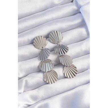Pirinç Gümüş Renk Deniz Kabuğu Model Sallantılı Küpe
