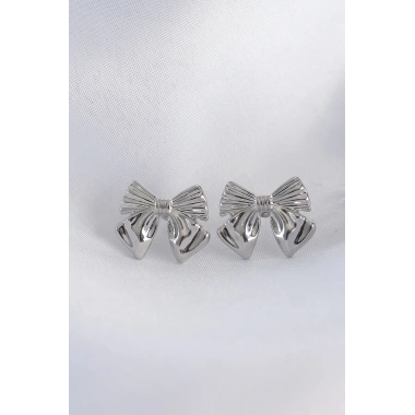 Pirinç Gümüş Renk Fiyonk Küpe