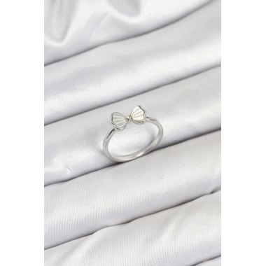 Pirinç Gümüş Renk Fiyonk Model Kadın Yüzük