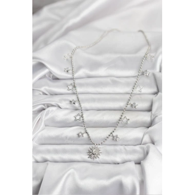 Pirinç Gümüş Renk Güneş Model Kadın Kolye