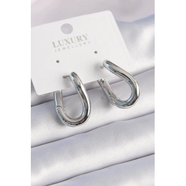 Pirinç Gümüş Renk Halka Model Kadın Küpe