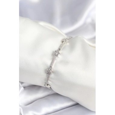 Pirinç Gümüş Renk Halley Yıldız Model Kadın Bileklik