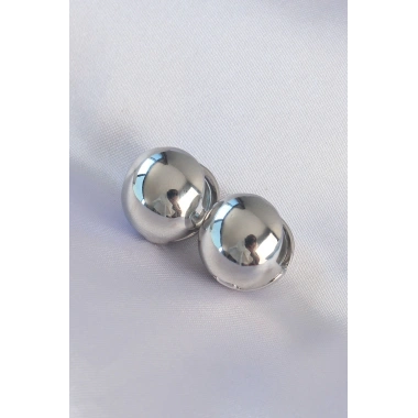 Pirinç Gümüş Renk İçi Boş Minimal Topçuk Küpe