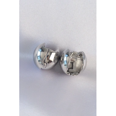 Pirinç Gümüş Renk İçi Boş Minimal Topçuk Küpe