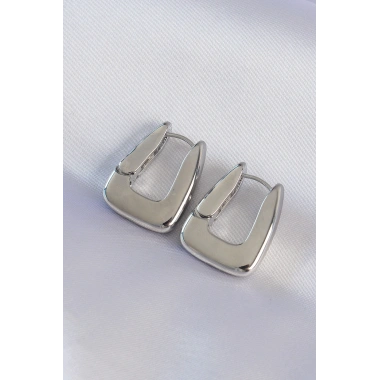 Pirinç Gümüş Renk Kalın Küpe