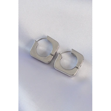 Pirinç Gümüş Renk Kare Küpe