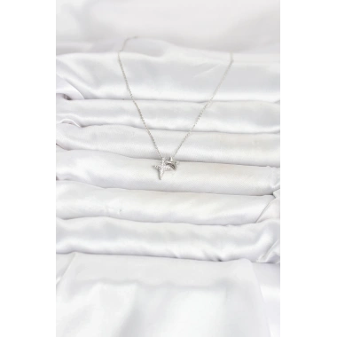 Pirinç Gümüş Renk Minimal Kutup Yıldızı Model Kadın Kolye