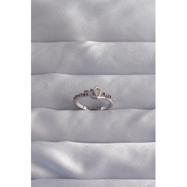 Pirinç Gümüş Renk Renkli Zirkon Taşlı Ayarlamalı Yüzük