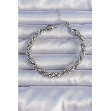 Pirinç Gümüş Renk Sarmal Model Bileklik