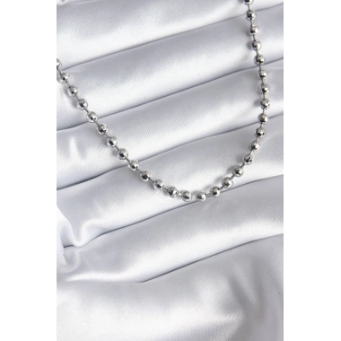 Pirinç Gümüş Renk Topçuk Detay Kadın Kolye