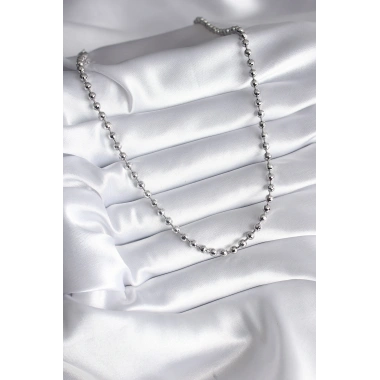 Pirinç Gümüş Renk Topçuk Detay Kadın Kolye