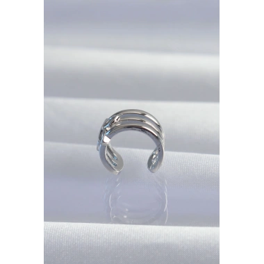 Pirinç Gümüş Renk Yonca Earcuff Küpe