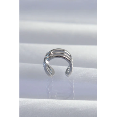 Pirinç Gümüş Renk Yonca Earcuff Küpe