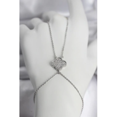 Pirinç Gümüş Renk Yonca Model Kadın Şahmeran