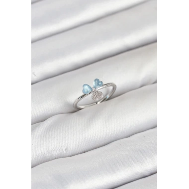 Pirinç Gümüş Renk Yonca Model Kadın Yüzük