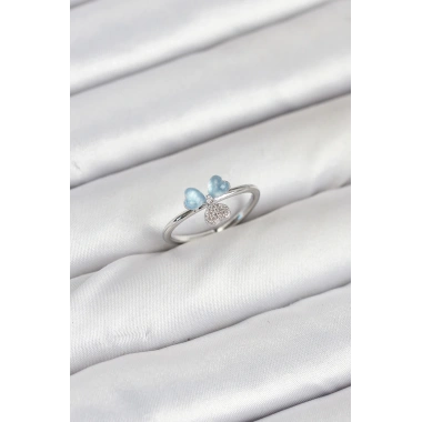 Pirinç Gümüş Renk Yonca Model Kadın Yüzük