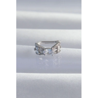 Pirinç Gümüş Renk Zirkon Taş Kaplama Earcuff Küpe