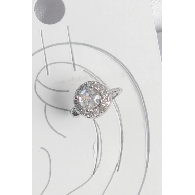 Pirinç Gümüş Renk Zirkon Taşlı Kadın Kıkırdak Model Küpe