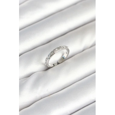 Pirinç Gümüş Renk Zirkon Taşlı Kadın Yüzük