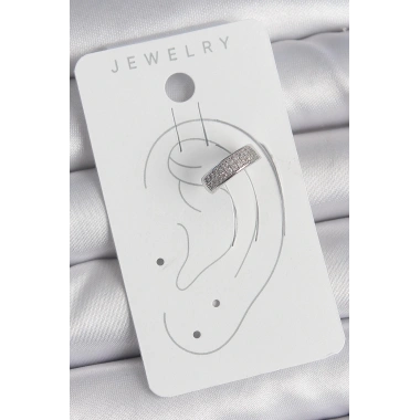 Pirinç Gümüş Renk Zirkon Taşlı Kıkırdak Model Kadın Küpe