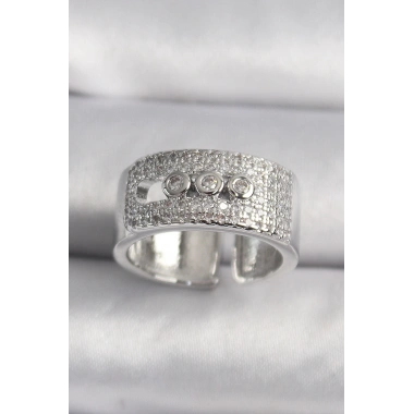 Pirinç Gümüş Renk Zirkon Taşlı Messika Model Kadın Yüzük