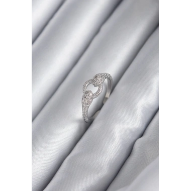 Pirinç Gümüş Renk Zirkon Taşlı Yılan Model Kadın Yüzük