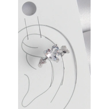 Pirinç Gümüş Renk Zirkon Taşlı Yıldız Model Kadın Kıkırdak Küpe