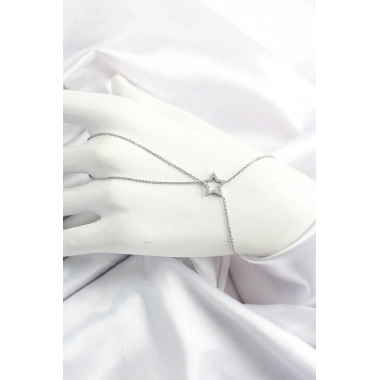 Pirinç Gümüş Renk Zirkon Taşlı Yıldız Model Şahmeran