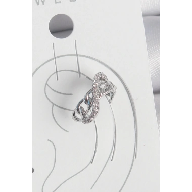 Pirinç Gümüş Renk Zirkon Taşlı Zincir Sonsuzluk Model Kadın Kıkırdak Küpe