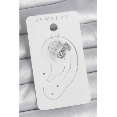 Pirinç Gümüş Renk Zirkon Taşlı Zincir Sonsuzluk Model Kadın Kıkırdak Küpe