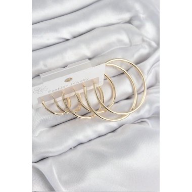 Pirinç Halka Model Gold Renk Kadın Set Küpe