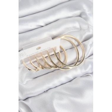 Pirinç Halka Model Gold Renk Kadın Set Küpe