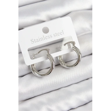 Pirinç Halka Model Gümüş Renk Kadın Küpe