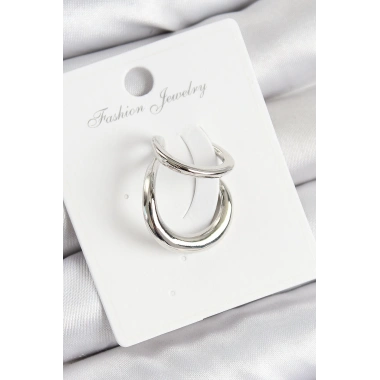 Pirinç Halka Model Gümüş Renk Sağ Kıkırdak Küpe