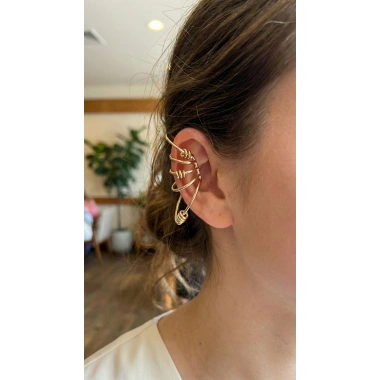 Pirinç Halkalı Model Gold Renk Kıkırdak Küpe