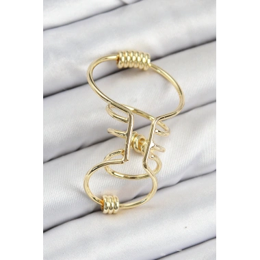 Pirinç Halkalı Model Gold Renk Kıkırdak Küpe