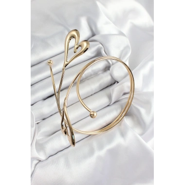 Pirinç Kalp Model Gold Renk Kadın Pazu Bileklik