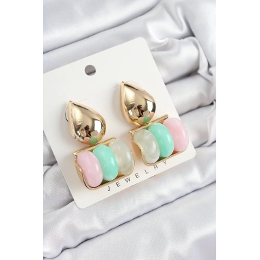 Pirinç Karışık Renk Vintage Model Kadın Küpe