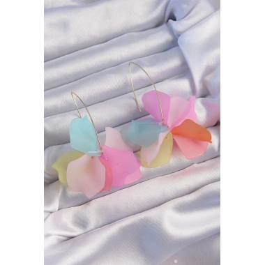 Pirinç Karışık Renkli Flora Küpe